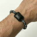 Bracelet Square Black – Agates noires & cuir exotique