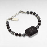 Bracelet Square Black – Agates noires & cuir exotique