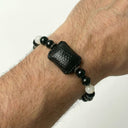 Bracelet Street Black – Perles noires & amulette Petek