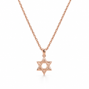 Collier Maguen David or rose fond blanc