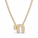 Collier tennis Haï doré fond blanc