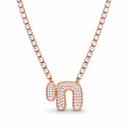 Collier tennis Haï or rose fond blanc