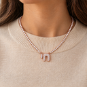 Collier tennis Haï or rose porté