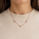 Collier triple Maguen David or rose porté