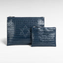 סט טלית ותפילין מעור כחול בהטבעת קרוקו – מגן דוד