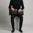 סט טלית ותפילין מעור שחור מובלט – Aesh Sheli