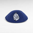 Kippa en lin Bleu marine – Broderie Aesh Sheli