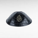 Kippa cuir croco Noir Brillant– Broderie Aech Sheli