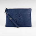 Navy blue leather travel pouch – Crocodile edition
