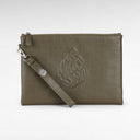 Khaki leather travel pouch – Crocodile edition