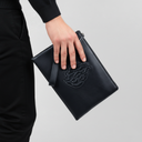 Black leather travel pouch