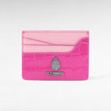 Porte-cartes en cuir rose fuchsia
