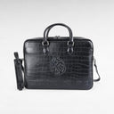 מחזיק מסמכים מעור שחור בגימור קרוקו מט