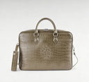 Khaki crocodile leather document holder