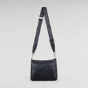 תיק צד מעור קרוקו שחור