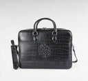 Matte black crocodile leather document holder