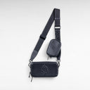 Black leather duo bag – Shoulder strap &amp; coin purse