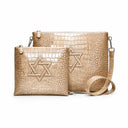 Set de Pochettes Tallit & Téfilines Cuir Croco – Beige, Maguen David – maroquinerie Eliorness