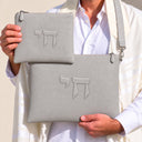Set de Pochettes Tallit & Téfilines Cuir Croco Mat – Gris, Haï – porté avec tallit