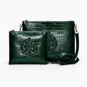 Set de Pochettes Tallit & Téfilines Cuir Croco – Vert Émeraude, Aech Cheli – maroquinerie Eliorness