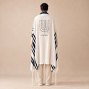Tallit Personnalisé Bleu Marine – broderie Ménorah