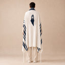 Tallit Personnalisé Bleu Marine – broderie Terre d'Israël