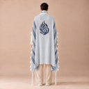 Tallit Personnalisé Bleu Gris – broderie Aech Cheli