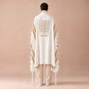 Tallit Personnalisé Camel & Or – broderie Ménorah