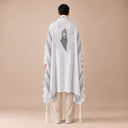 Tallit Personnalisé Gris Clair – broderie Terre d'Israël