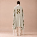 Tallit Personnalisé Kaki Clair – broderie Aleph