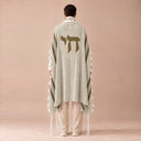 Tallit Personnalisé Kaki Clair – broderie Haï