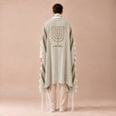 Tallit Personnalisé Kaki Clair – broderie Ménorah