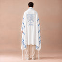 Tallit Personnalisé Bleu (Maguen David) – broderie Ménorah