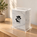 קופת צדקה בדוגמת שיש לבן עם דיוקן הרבי על שידת כניסה – Eliorness
